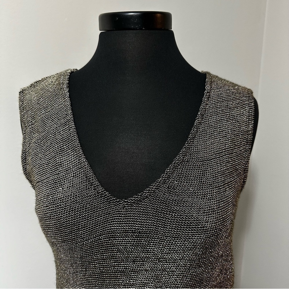 French Connection Metallic Gold Mini Dress in Size 10 - Picture 5 of 9